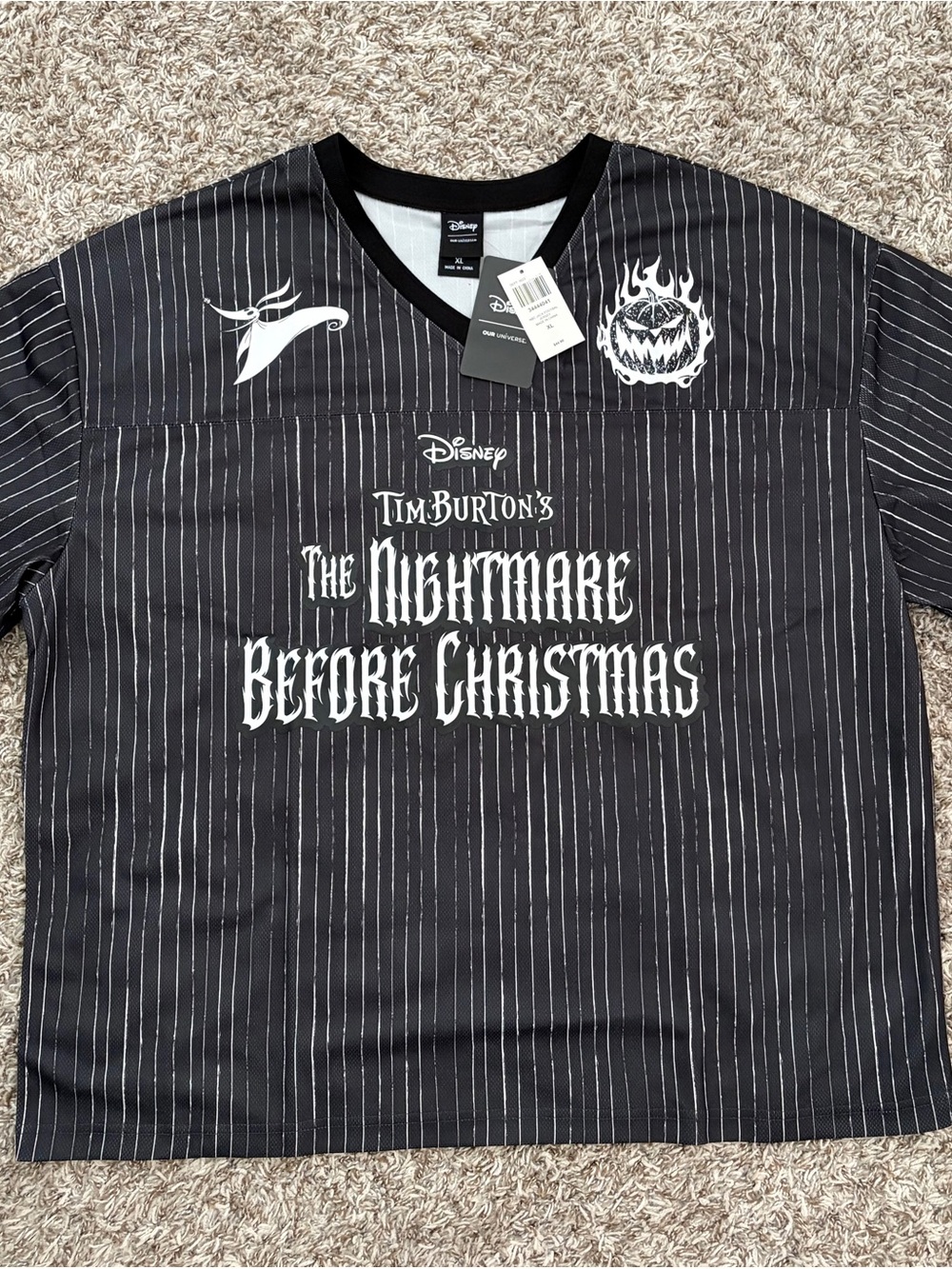 Disney Tim Burton's The Nightmare Before Christmas Pinstripe Jersey-black&White